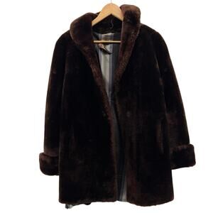 Vintage 60s Rice's Fur Coat Size Large Chocolate Brown Mob Wife Glam Large